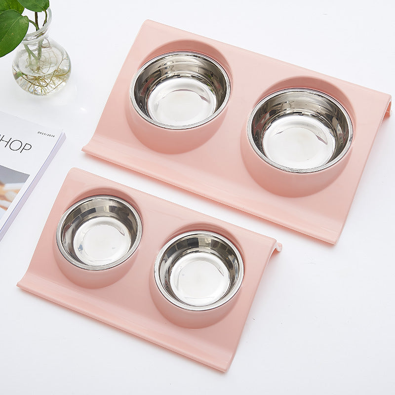 Stainless Steel Anti-spatter Pet Double Bowl