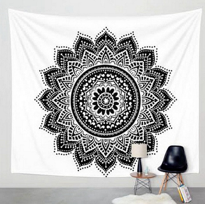 Printed home tapestry black and white with wall hanging beach towel beach blanket