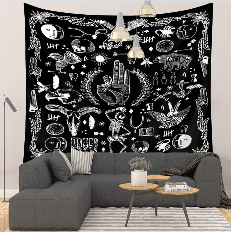 Tapestry Black And White Series Printed Home Hanging Cloth