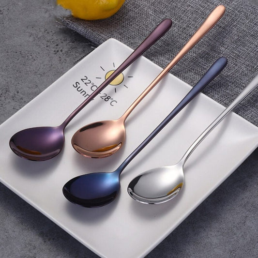 Tableware titanium plated long handle spoon