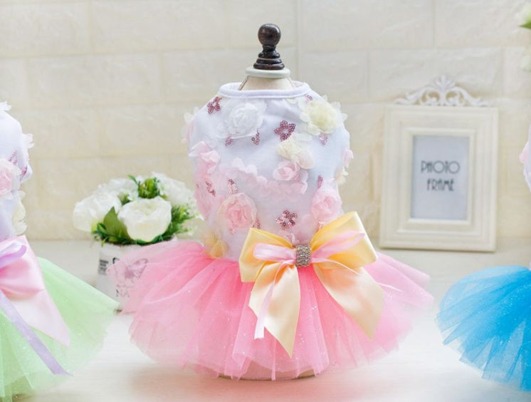 Dog Skirt Princess Tutu Spring-Summer Teddy Dress Mesh Thin Summer Dog Clothes