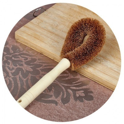 Coir brush long handle dishwashing brush