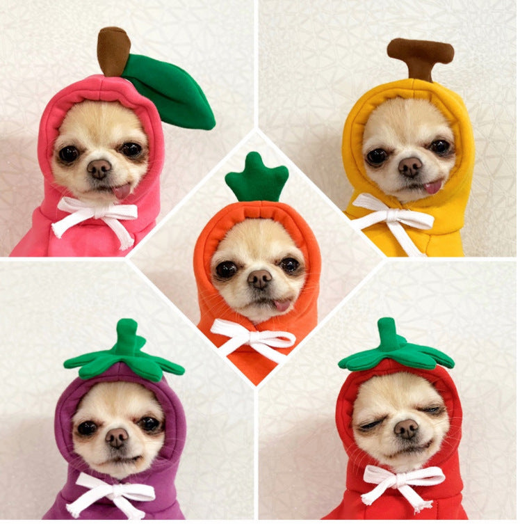 Fruit Dog Clothes Two-legged Hooded Outfits Green Fleece Clothing Autumn Winter Hoodies