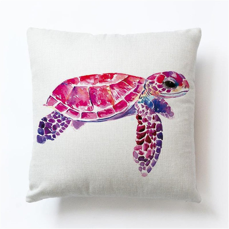 Turtle print polyester cushion cover