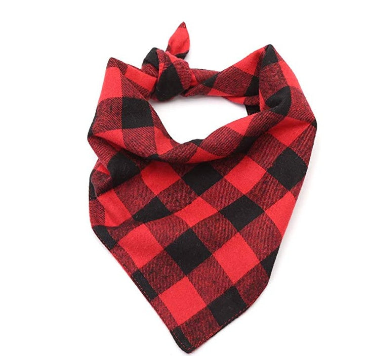 Cross-border new classic plaid pet saliva towel double dog triangle towel dog scarf pet jewelry