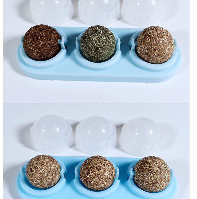 3pcs/lot Self-adhesive Rotated Catnip Lick Ball