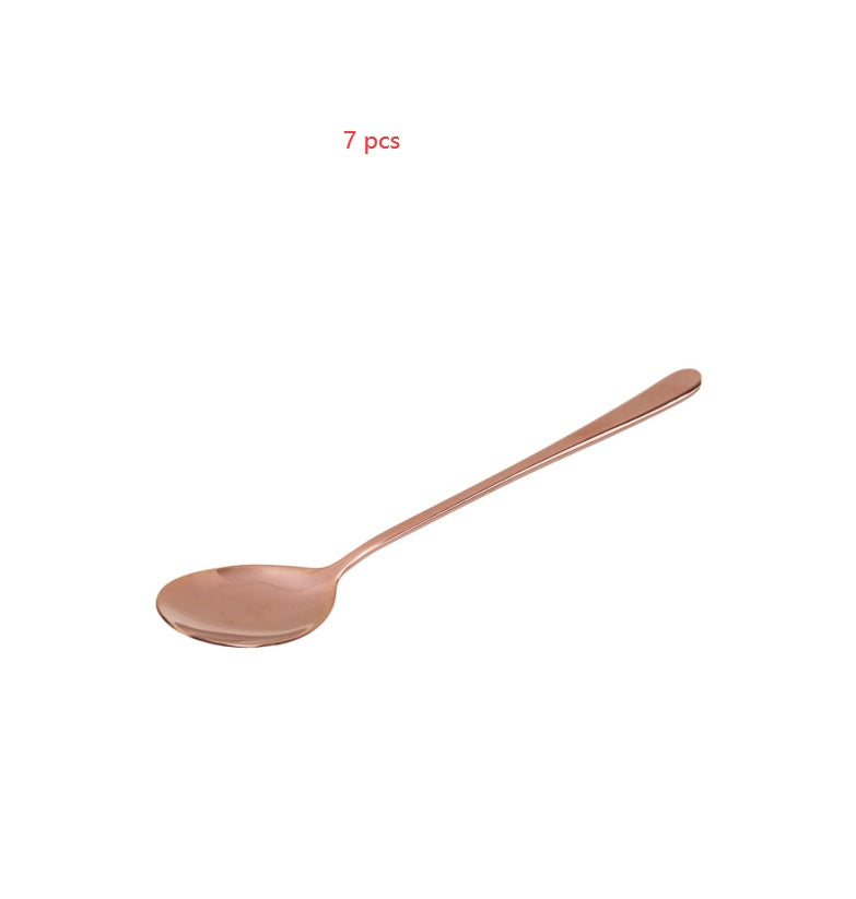 Tableware titanium plated long handle spoon