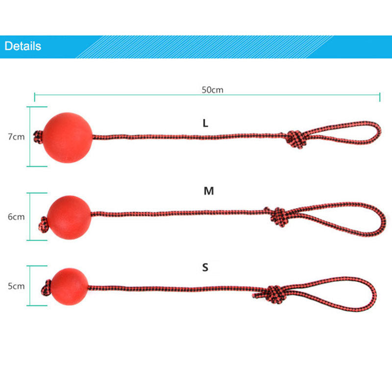 Bite resistant rubber ball with rope solid elastic