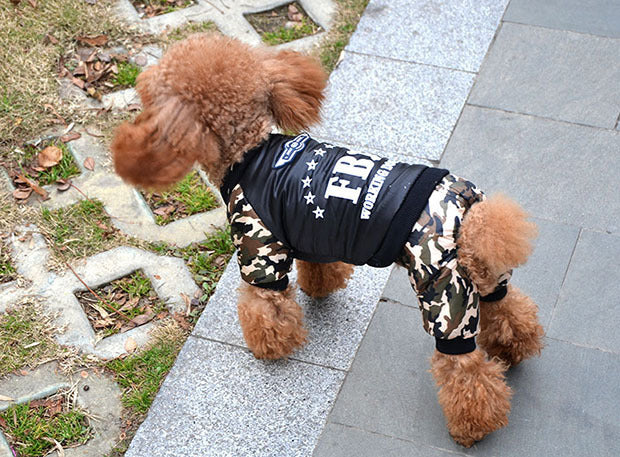 Camouflage FBI Four-Pot Warm Cotton Coat Pet