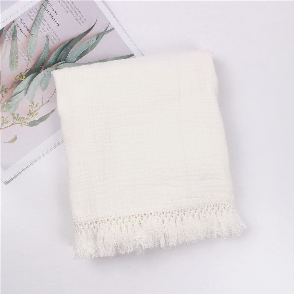 Children's Cotton Printed Tassel Blanket Baby Gauze