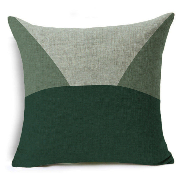 New Green Geometric Print Linen Pillowcase