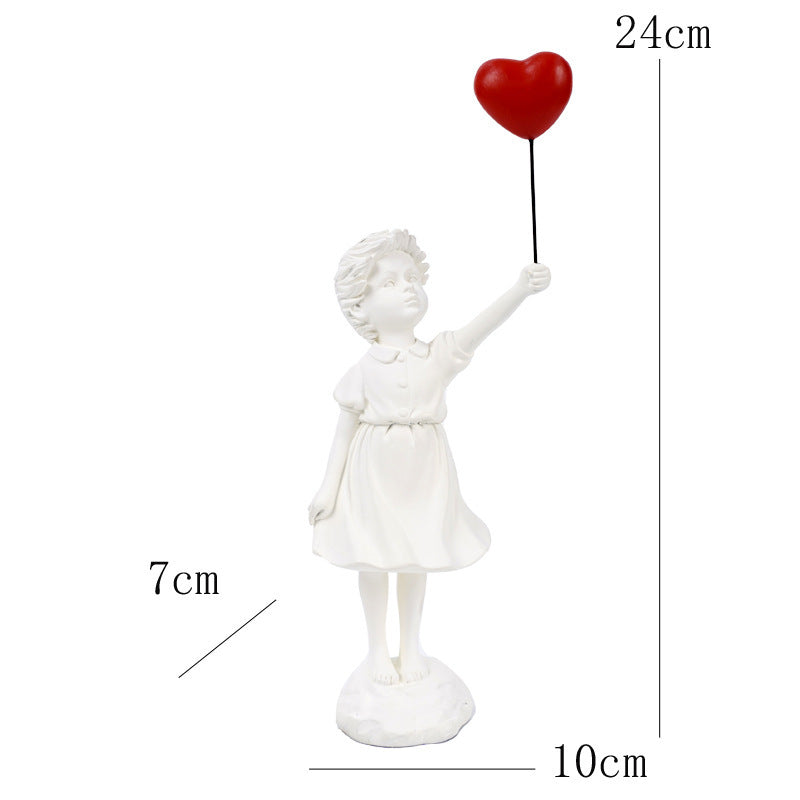 Little Girl With Balloon Art Sculpture Living Room Decorations Decoration Resin