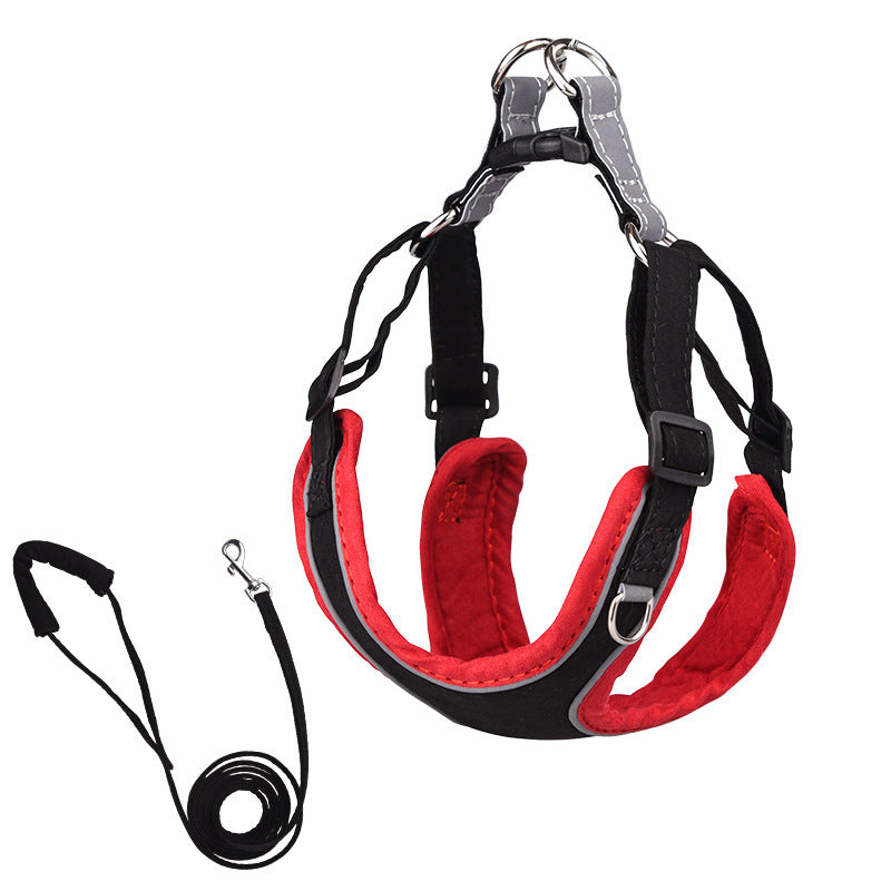 Suede Pet Chest Harness Dog Vest Leash