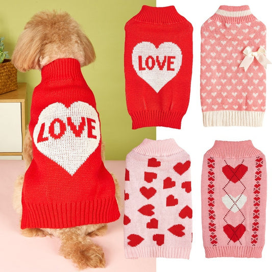 Fashion Personality Bow Love Heart Dog Sweater