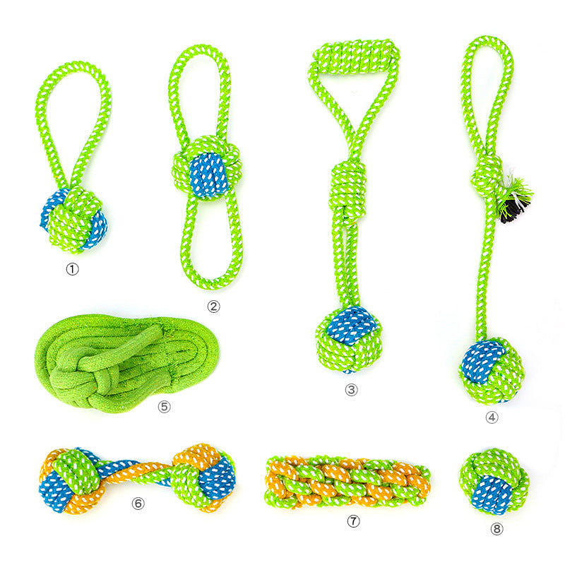 Bite-resistant Cotton Rope Molar Teeth Cleaning Rope Knotting Cat And Dog Toy Set