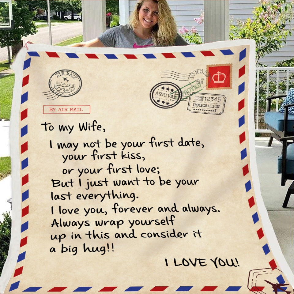 Fleece Blanket to My Daughter Son Wife Letter Printed Quilts Air Mail Blankets Positive Encourage and Love GiftsDrop Ship