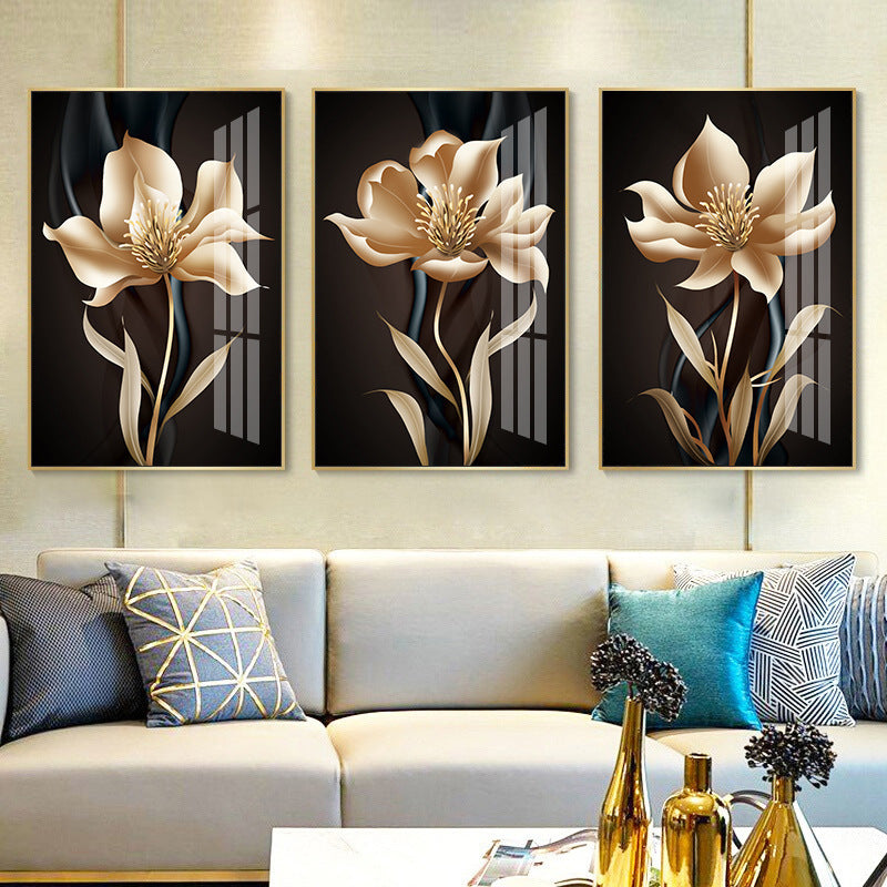 Abstract Black Gold Flower Wall Art Decoration Painting Frameless Painting Core