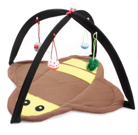 Cartoon Cat Play Tent Multifunctional Cat Hammocks Kitten Sleep Bed Foldable Cat Mat with Balls Cat Play House Toy