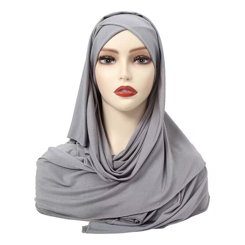 Solid Color Single Layer Cross Stretch Scarf Women