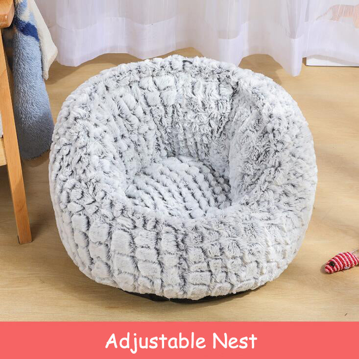 Pet Bed Soft Non-Slip Plush Kennel Round Cat Dog Nest Cushion