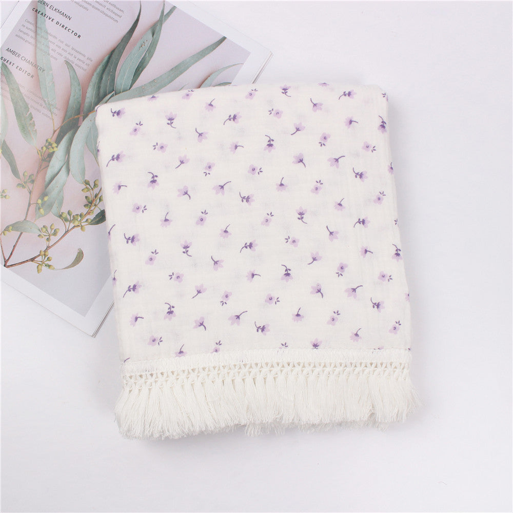 Children's Cotton Printed Tassel Blanket Baby Gauze