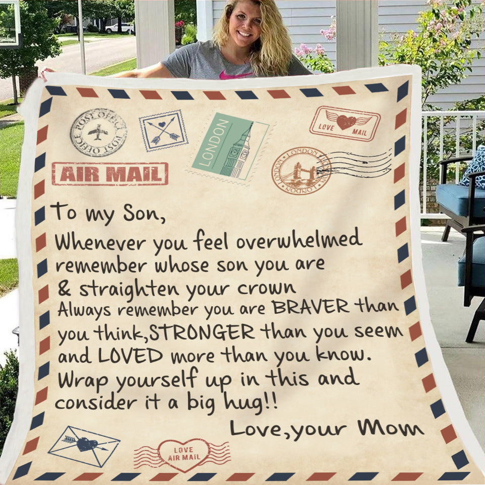 Fleece Blanket to My Daughter Son Wife Letter Printed Quilts Air Mail Blankets Positive Encourage and Love GiftsDrop Ship