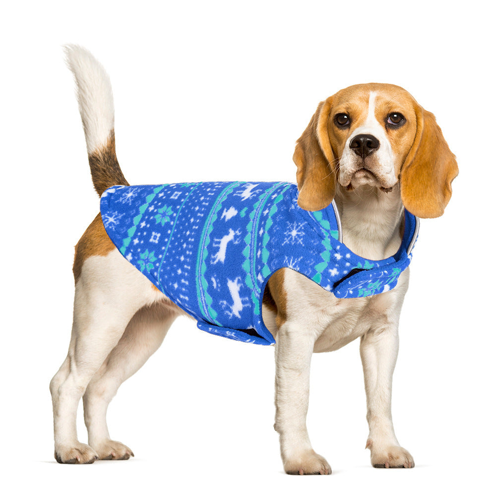 Christmas Printed Polar Fleece Double-sided Dog Jacket