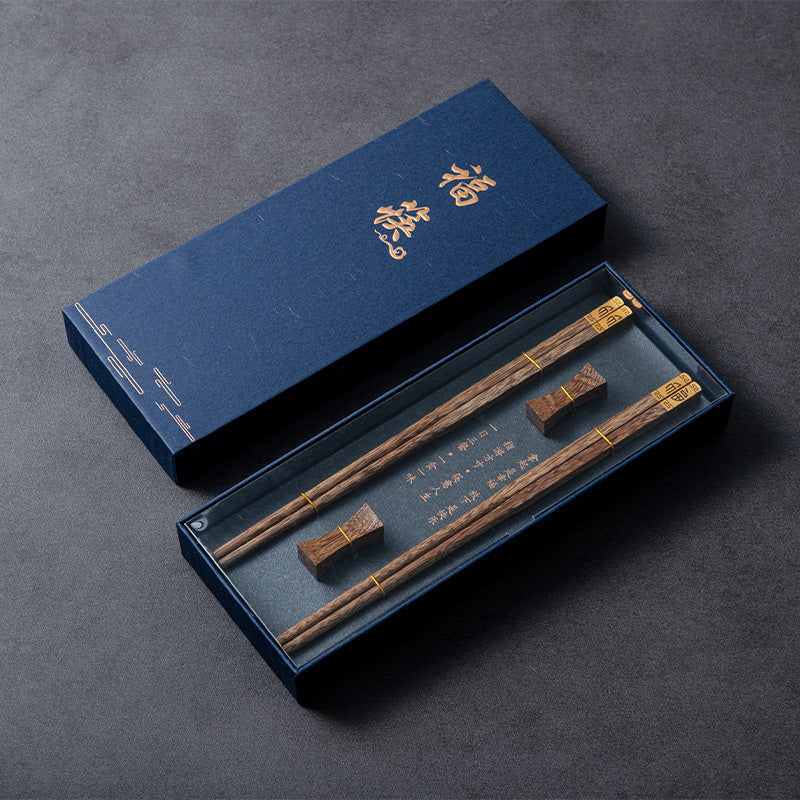 New Year's Fuding Mahogany Family Pack Solid Wood Chopsticks