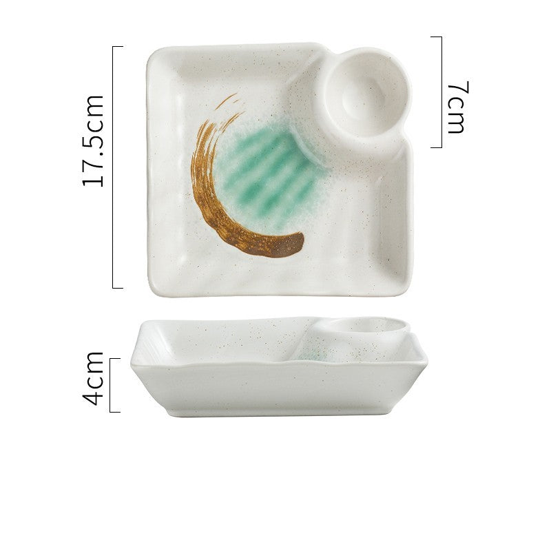 Japanese Creative Ceramic Dumpling Special Plate Comes With Vinegar Plate