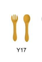 High Quality Natural 100 Food Grade Inventory Easy To Rinse Spoon Weaning Unbreakable Rubber Fork Dishwasher Safe Feeding Set