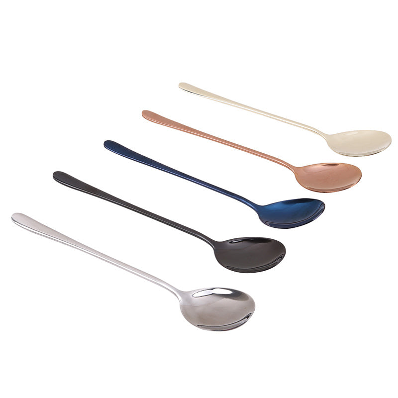 Tableware titanium plated long handle spoon