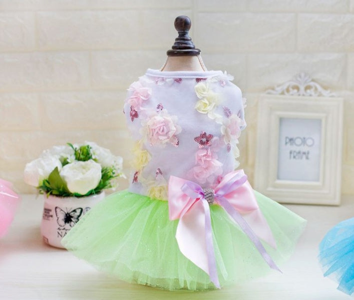 Dog Skirt Princess Tutu Spring-Summer Teddy Dress Mesh Thin Summer Dog Clothes