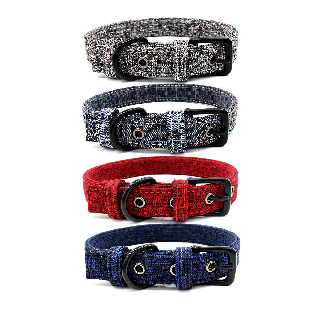 Pet Collar Double Layer Colorful Fabric Dog Collar Traction Dog Leash