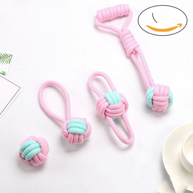 Bite-resistant Cotton Rope Molar Teeth Cleaning Rope Knotting Cat And Dog Toy Set