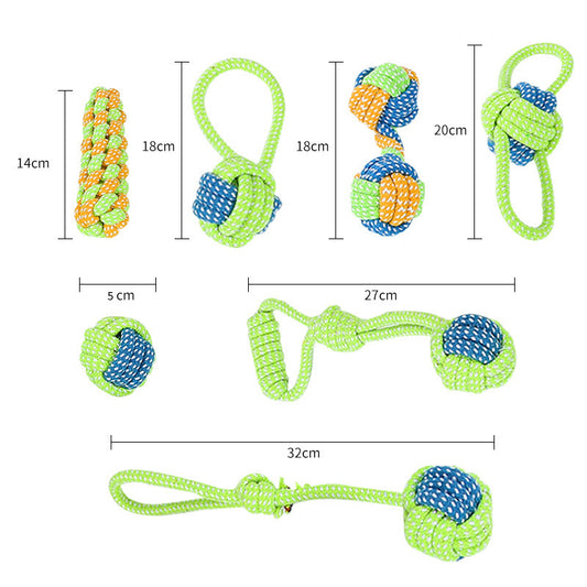 Bite-resistant Cotton Rope Molar Teeth Cleaning Rope Knotting Cat And Dog Toy Set