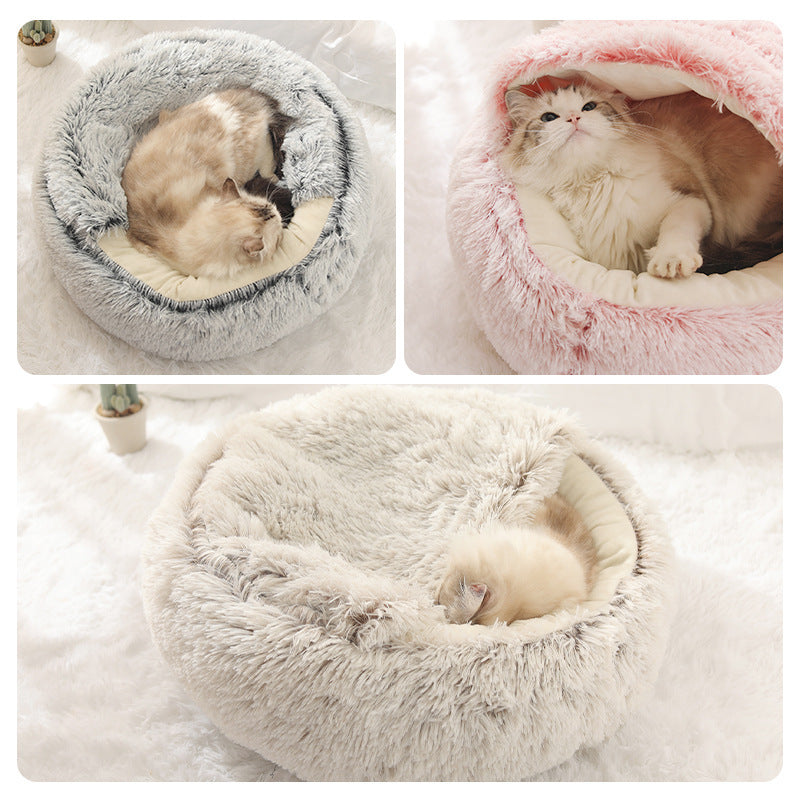 Crystal Velvet Warm Round Half Wrapped Cat's Nest