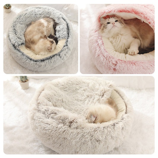 Crystal Velvet Warm Round Half Wrapped Cat's Nest