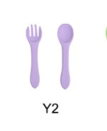 High Quality Natural 100 Food Grade Inventory Easy To Rinse Spoon Weaning Unbreakable Rubber Fork Dishwasher Safe Feeding Set