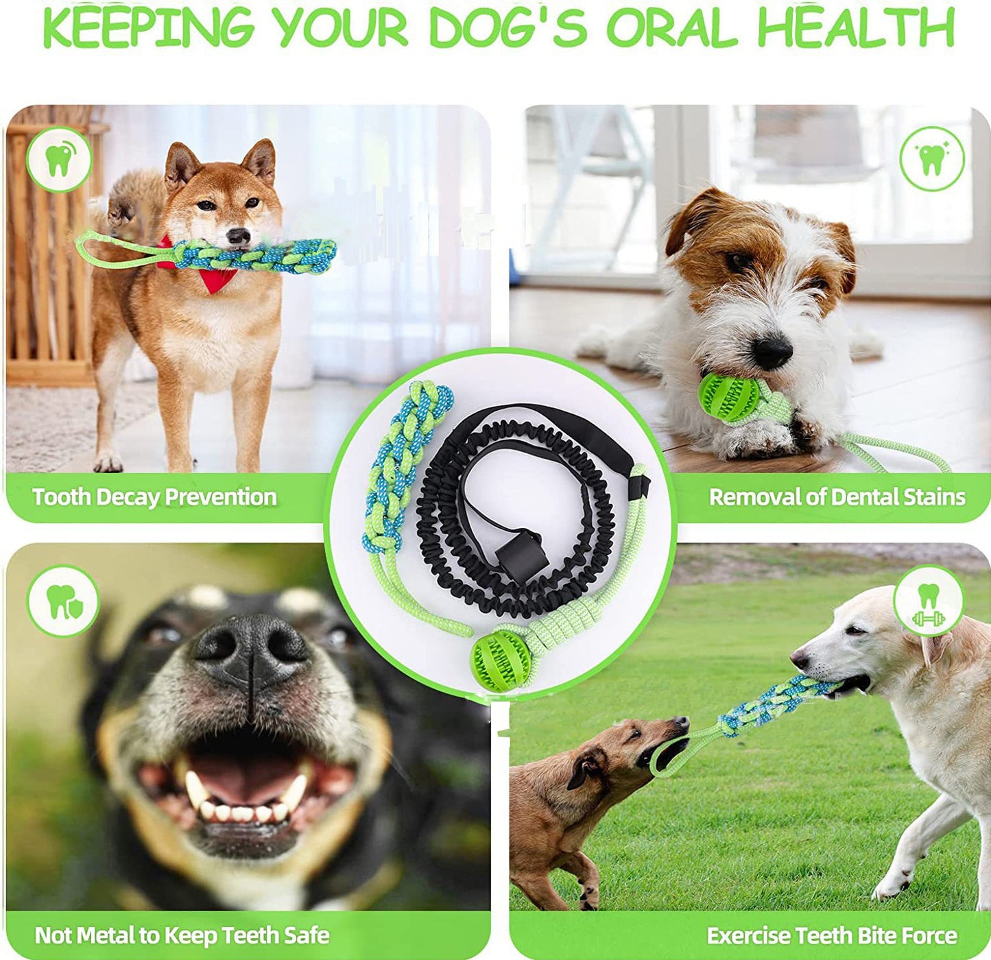 Dog Tug Of War Rope Molar Cleaning Tooth Bite Rope Toy Outdoor Inner