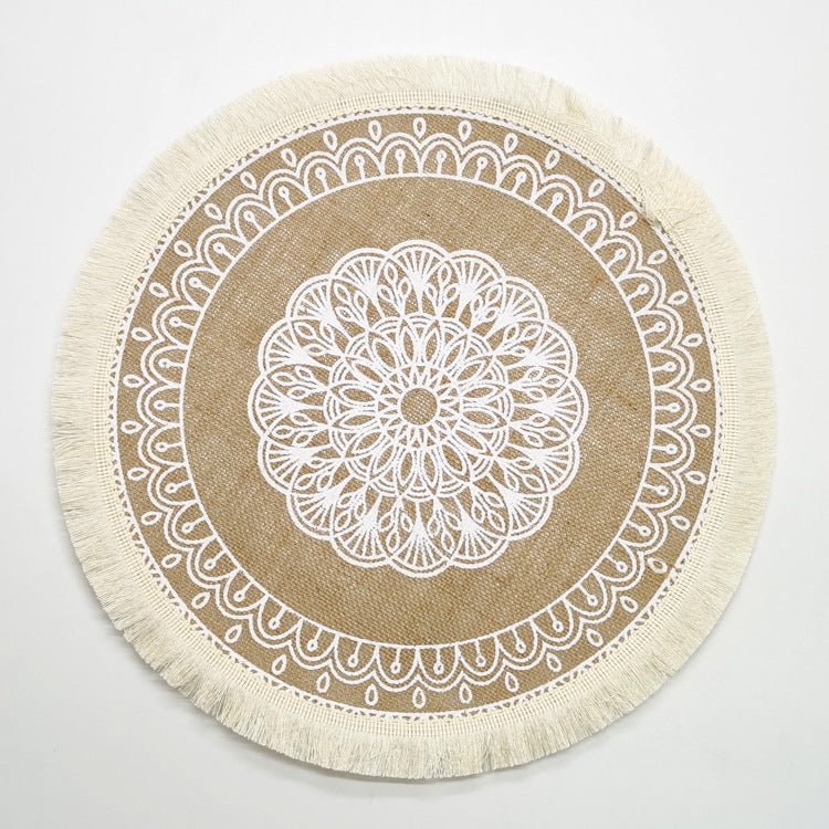 Nordic Braided Placemat Jute Decorative Round Fringe Edge