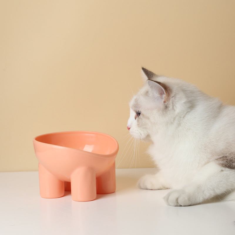 Dog Cat Bowls Stress Free Pet Feeder And Waterer With Base Anti-Vomiting Tilted Raised Nonslip