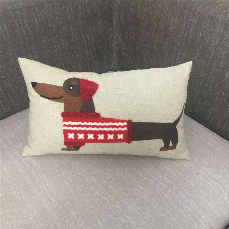 Pillow Embroidered Cushion With Core American Dog