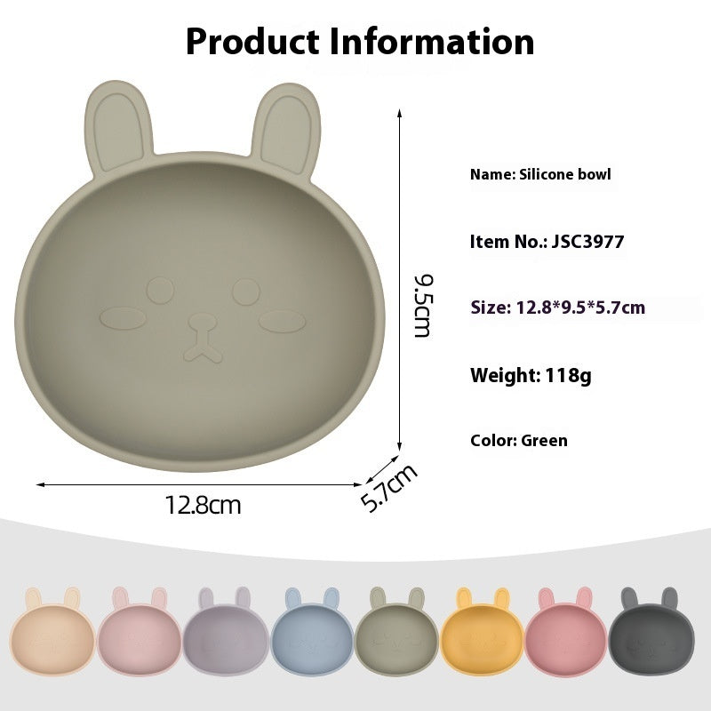 Children's Dinner Plate Silicone Eating Bowl Household Anti-scald Anti-fall