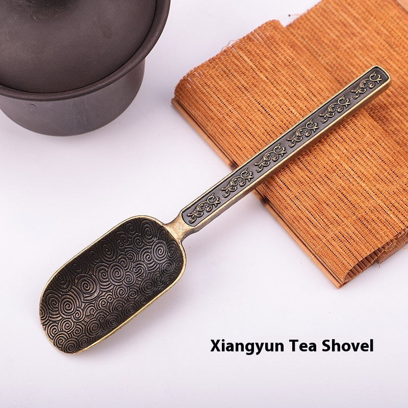 Carved Fu Character Auspicious Clouds Pattern Tea Ceremony Utensils Tea Spoon