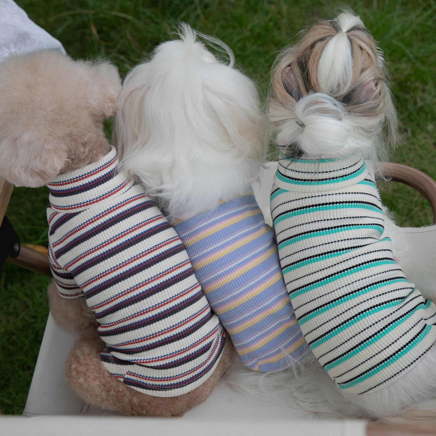 Autumn And Winter Pet Clothes Striped Waffle Home Long-sleeved Dogs And Cats Comfortable Home Inside