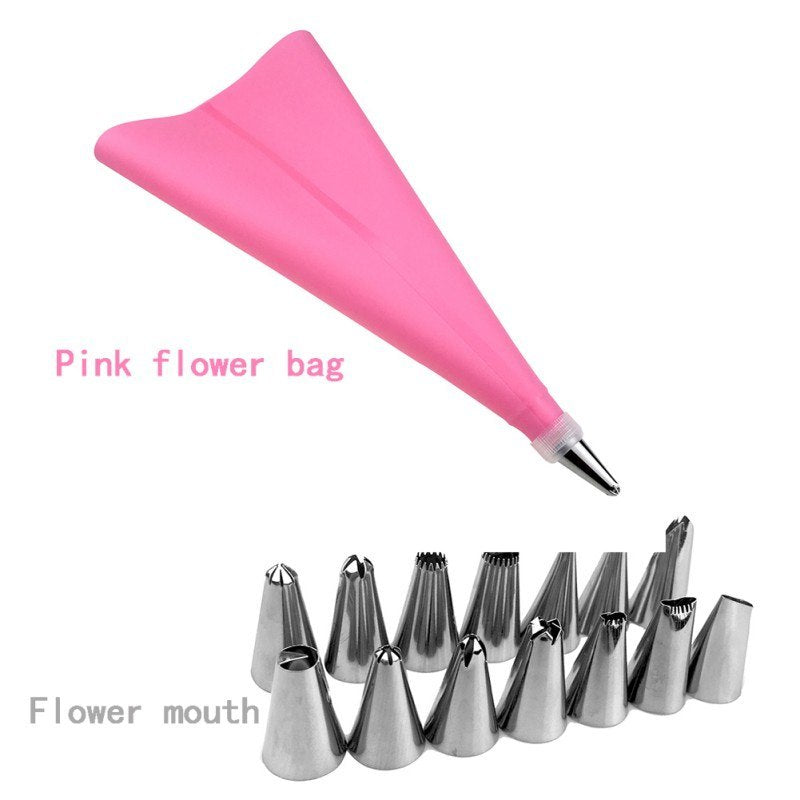 Silicone Pastry Bag Nozzles DIY Icing Piping Cream Reusable Pastry Bags14 Nozzle Set Cake Decorating Tools China