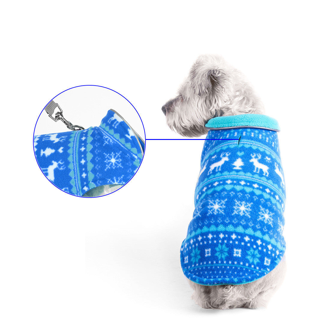 Christmas Printed Polar Fleece Double-sided Dog Jacket