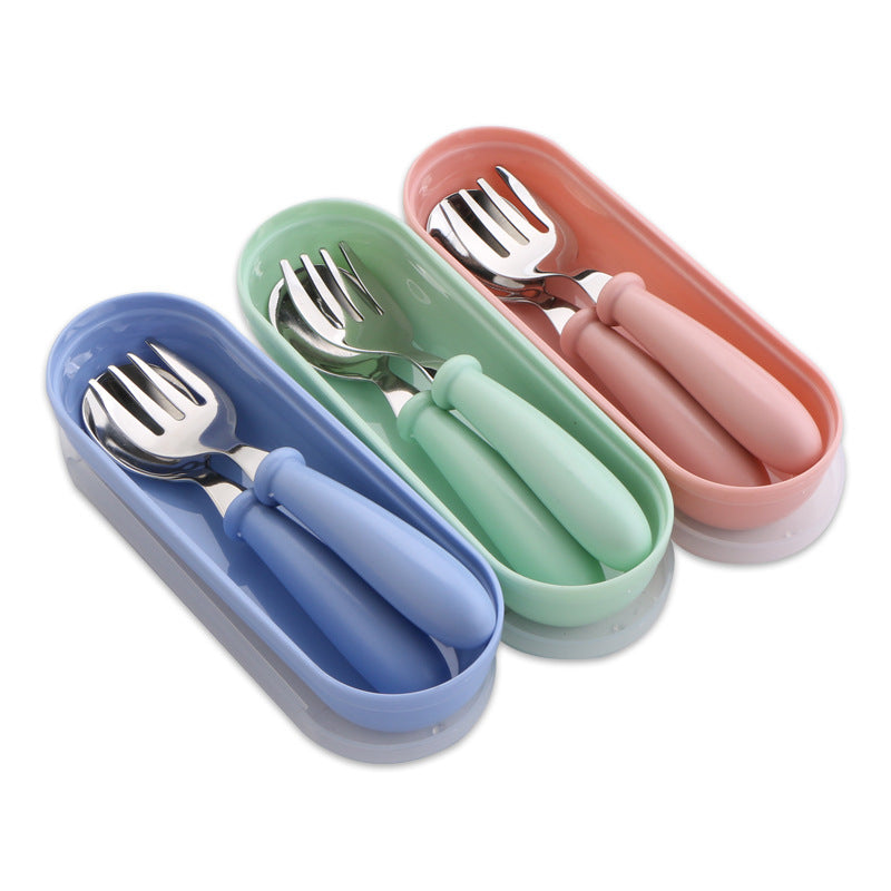 Three Piece Stainless Steel Children's Cutlery Fork And Spoon