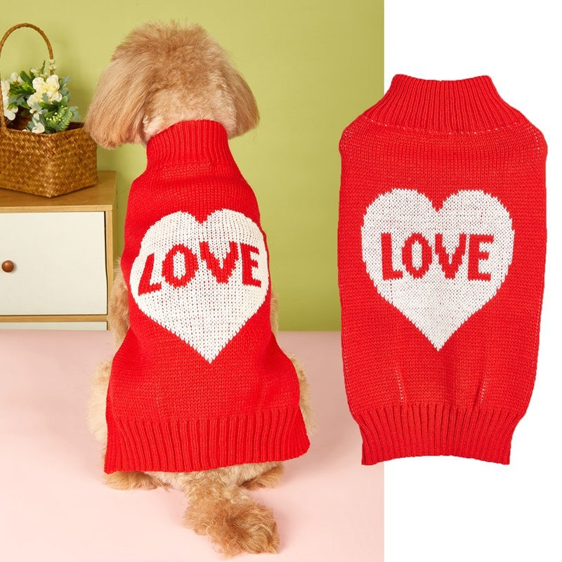 Fashion Personality Bow Love Heart Dog Sweater