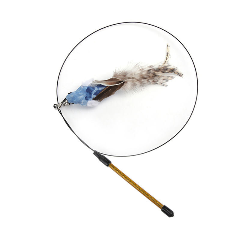 Steel Wire Feather Funny Cat Stick Long Rod